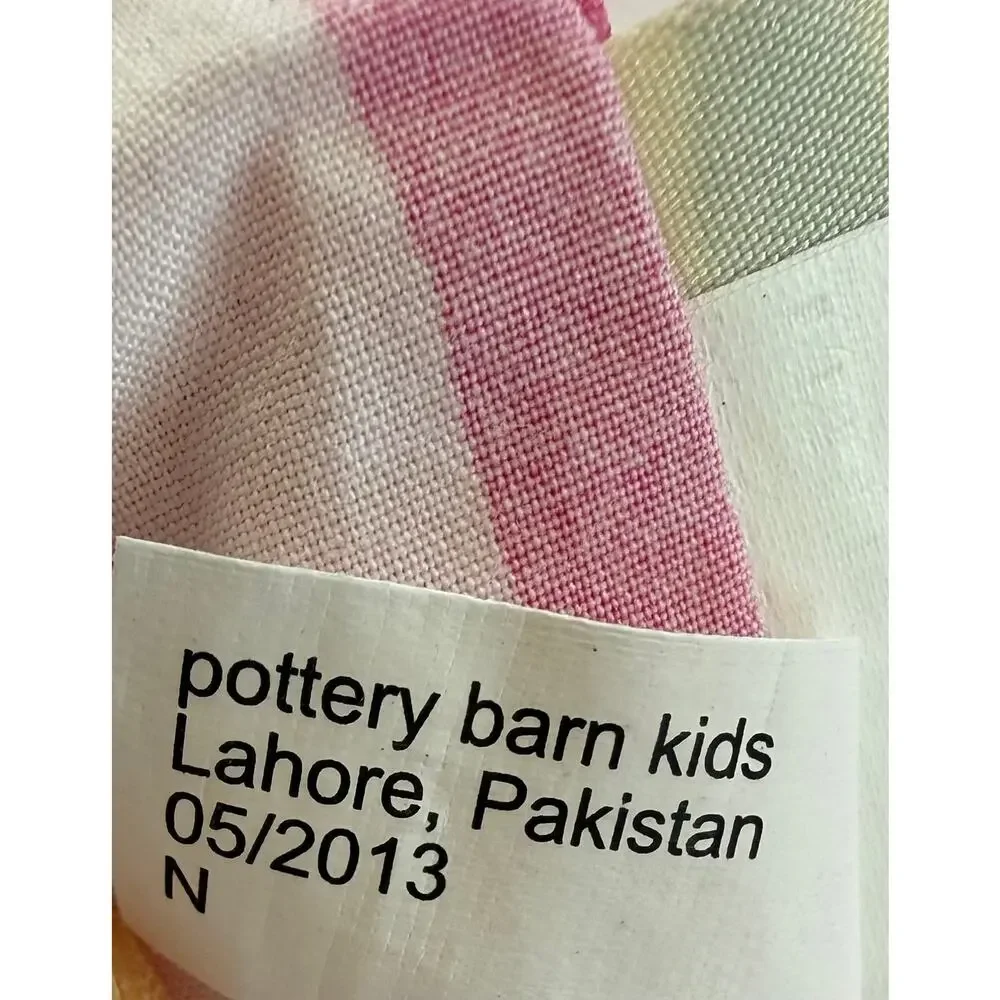 Pottery Barn Kids Twin Duvet Cover Pink White Stripe Cotton Girl Bedroom Bedding